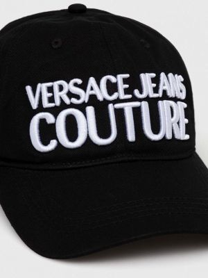 Czapka z daszkiem bawełniana Versace Jeans Couture czarna