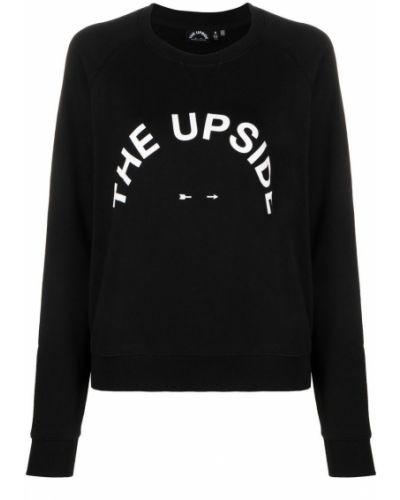 Raštuotas džemperis su gobtuvu apvaliu kaklu The Upside juoda