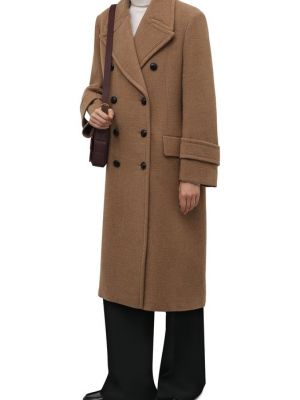 Шерстяное пальто Victoria Beckham бежевое