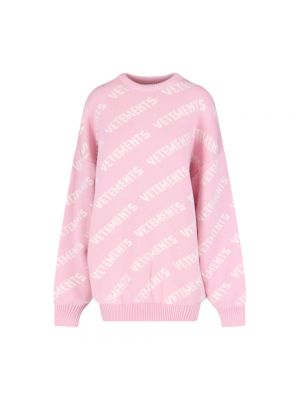Sweter z okrągłym dekoltem Vetements różowy