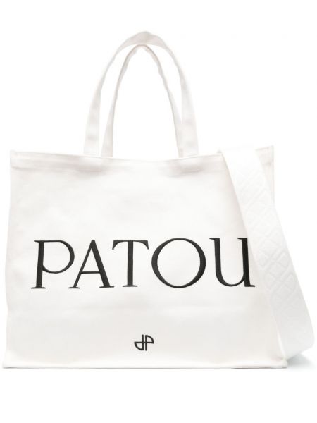 Shopper kabelka s výšivkou Patou bílá