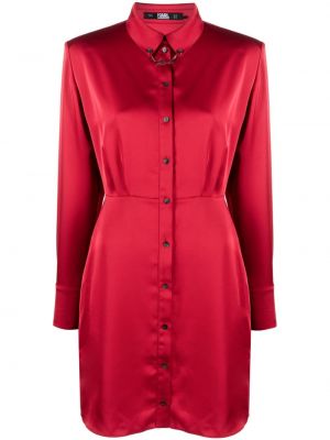 Сатенена рокля тип риза червено Karl Lagerfeld