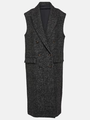Cappotto di lana a quadri Brunello Cucinelli grigio