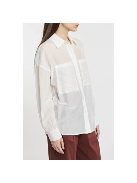 Camisa de seda de algodón Semicouture blanco