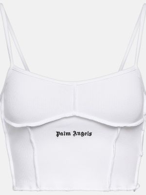 Top di cotone in jersey Palm Angels bianco