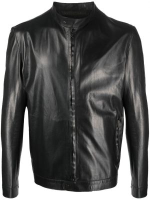 Kožna jakna s patentnim zatvaračem Salvatore Santoro crna