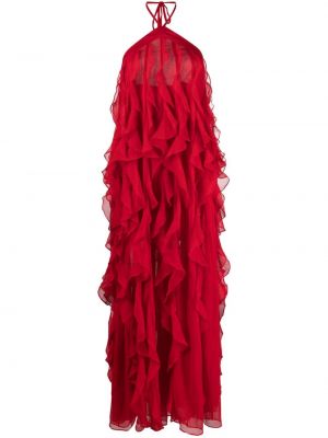 Dlouhé šaty s volánmi Patbo červená