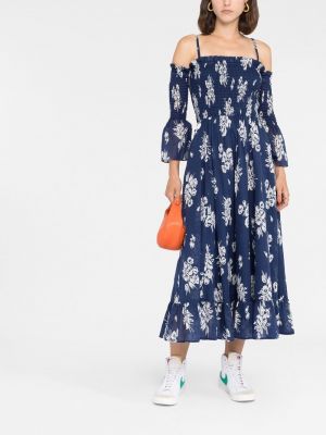Květinové kostkované bavlněné dlouhé šaty Polo Ralph Lauren