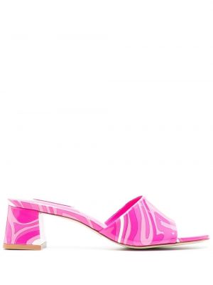 Papuci tip mules cu imagine Larroude roz
