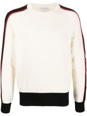 Плетен пуловер на райета Alexander Mcqueen бяло
