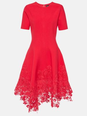 Krajkové asymetrické mini šaty Oscar De La Renta červené
