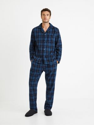 Kostkované pyžamo Celio modré
