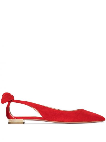 Szarvasbőr masnis balerina cipők Aquazzura piros