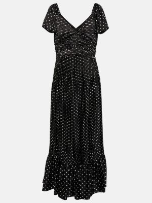 Bodkované midi šaty Polo Ralph Lauren čierna