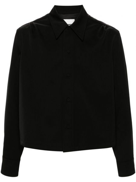 Μάλλινο πουκάμισο Jil Sander μαύρο