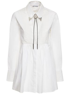 Памучна мини рокля Paco Rabanne бяло