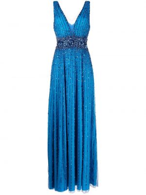 Вечерна рокля с пайети без ръкави Jenny Packham синьо