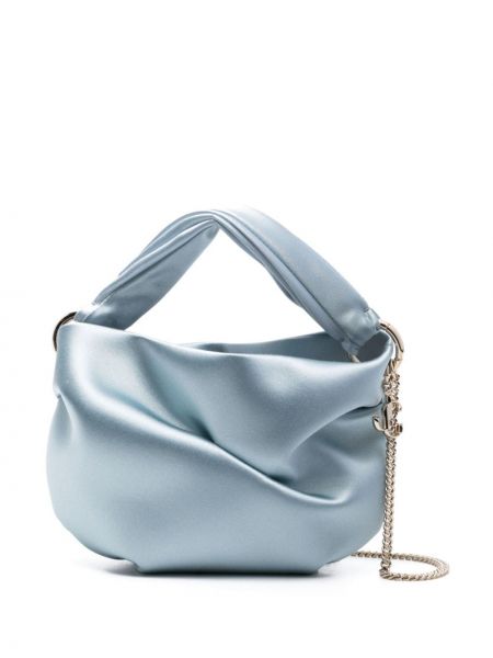 Сатенени шопинг чанта Jimmy Choo синьо