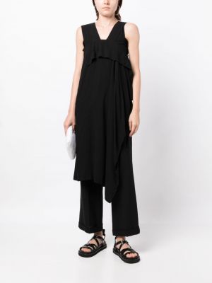 Drapované asymetrické midi šaty Y's černé