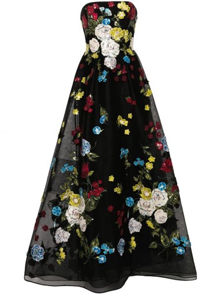 Večernja haljina s cvjetnim printom Elie Saab crna