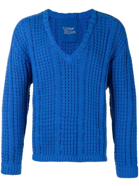 Трикотажный свитер с V-образным вырезом Simon Miller, синий