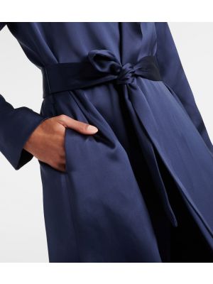 Hedvábný saténový kabát The Row modrý