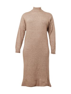 Pletena pletena haljina s melange uzorkom Vero Moda Curve smeđa