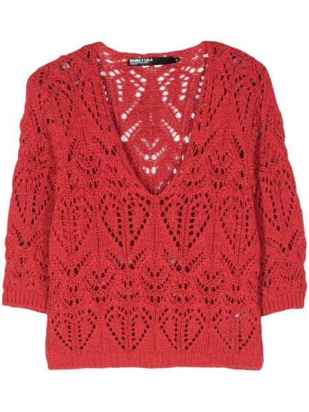 Sweter z dekoltem w serek Bimba Y Lola czerwony