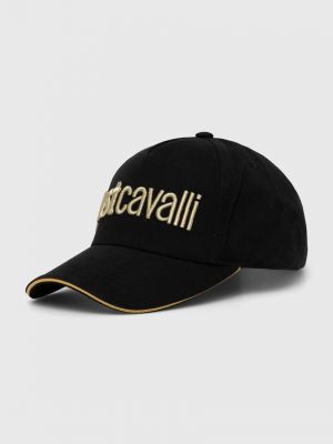 Памучна шапка с козирки с апликация Just Cavalli