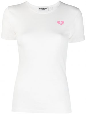 Bavlněné tričko s výšivkou s krátkými rukávy Essentiel Antwerp - bílá