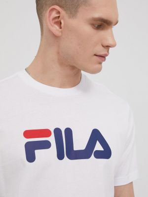 Koszulka bawełniana z nadrukiem z krótkim rękawem Fila biała