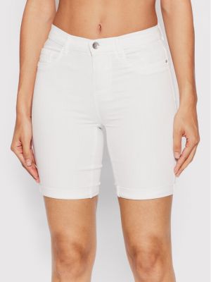 Slim fit priliehavé džínsové šortky Only biela