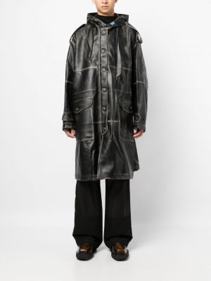 Kožený kabát Maison Mihara Yasuhiro hnědý