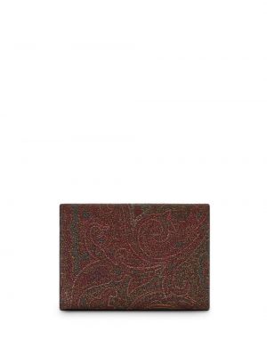 Žakárová kožená peněženka s paisley potiskem Etro