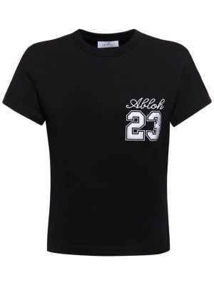 Pamut hímzett póló Off-white fekete