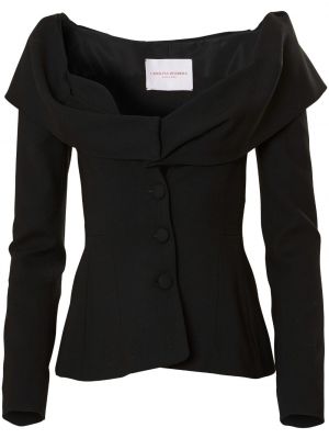 Volnena jakna z draperijo Carolina Herrera črna