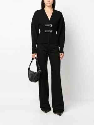 Strickjacke mit v-ausschnitt mit schnalle Moschino Jeans schwarz
