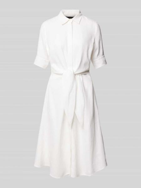 Lniana sukienka midi Lauren Ralph Lauren biała