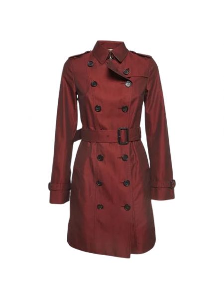 Płaszcz z paskiem bawełniany retro Burberry Vintage czerwony