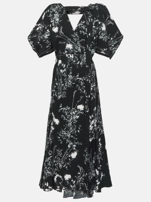 Платье миди в цветочек с принтом Victoria Beckham черное