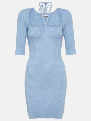 Mini šaty Ganni modrá