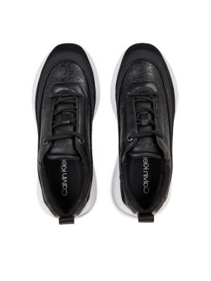 Čipkované šnurovacie tenisky na kline Calvin Klein čierna