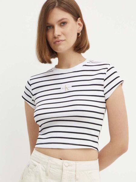 Koszulka bawełniana w paski Calvin Klein Jeans