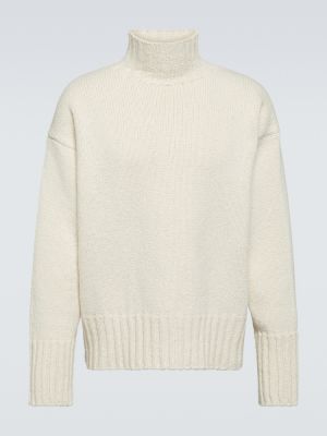 Zīda vilnas džemperis ar augstu apkakli Jil Sander balts