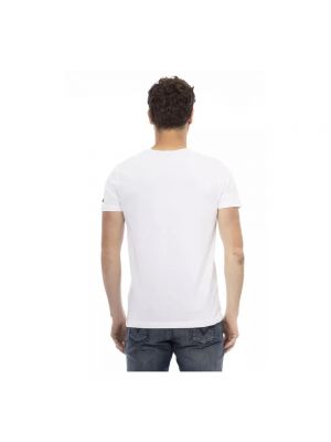 Camisa de algodón con estampado Trussardi blanco