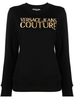 Rund hals brodert sweatshirt Versace Jeans Couture svart