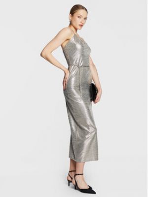 Koktejlové šaty Calvin Klein stříbrné