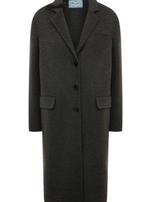 Серое шерстяное пальто Prada