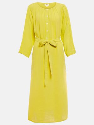 Aksamitna sukienka midi bawełniana Velvet żółta