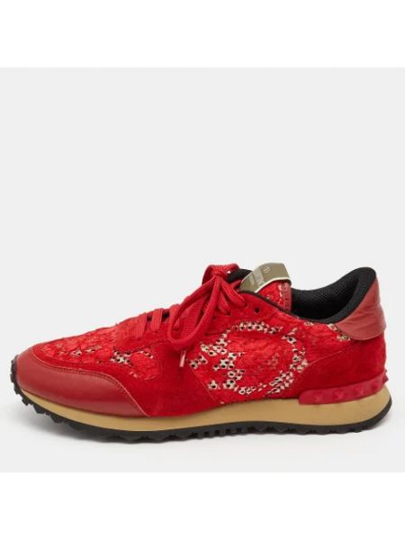 Sneakersy koronkowe Valentino Vintage czerwone